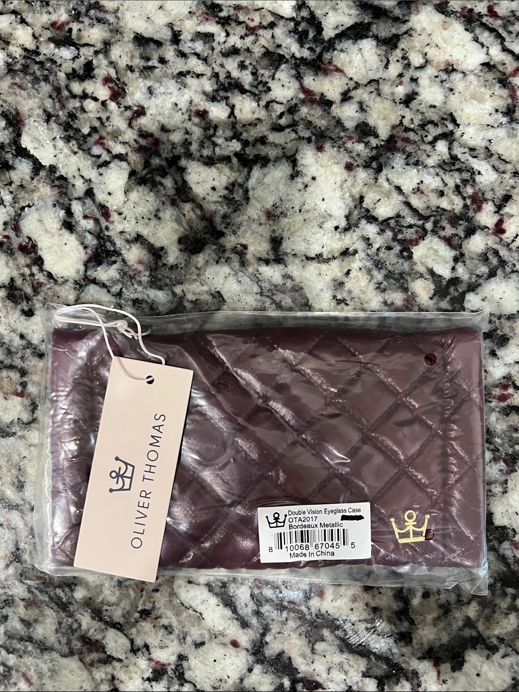 Nwt Oliver Thomas Double Vision Eyeglass Case Bordeaux Metallic Quilted — image 5 of 5
